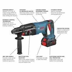 Promo 🛒 Bosch GBH18V-26DK24 Bulldog 18V EC Brushless Lithium-Ion 1 In. Cordless SDS-plus Rotary 🔨 Hammer Kit With 2 Batteries (8 Ah) 🎉 -BOSCH Sales bshngbh18v 26dk24 c