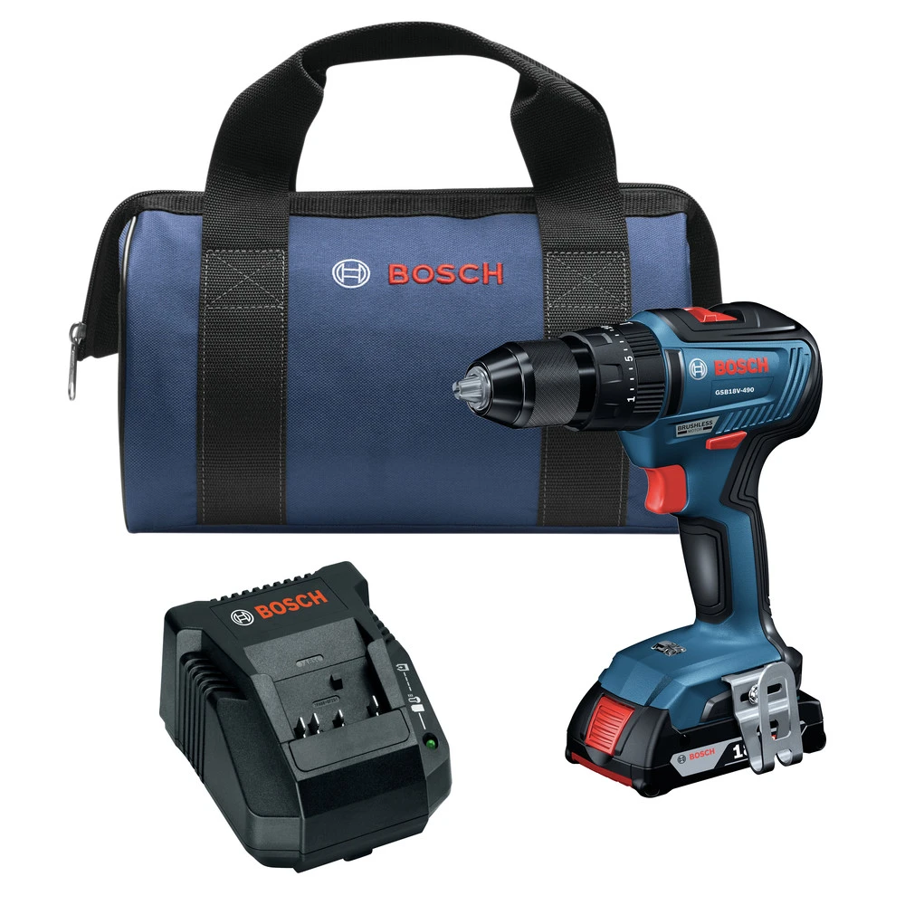 Discount 🔥 Bosch GSB18V-490B12 18V EC Brushless Lithium-ion 1/2 In. Cordless 🔨 Hammer Drill/Driver Kit (2 Ah) 🔔 2 Discount 🔥 Bosch GSB18V-490B12 18V EC Brushless Lithium-ion 1/2 In. Cordless 🔨 Hammer Drill/Driver Kit (2 Ah) 🔔