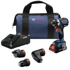 New 🎉 Factory Reconditioned Bosch GSR18V-535FCB15-RT 18V EC Brushless Connected-Ready Flexiclick 5-in-1 Cordless Drill Driver System Kit (4 Ah) 😉