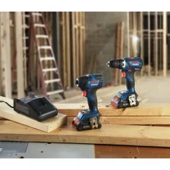 Best Pirce 👍 Factory Reconditioned Bosch GXL18V-238B25-RT 18V Compact Tough Connected-Ready EC Brushless Lithium-Ion 1/2 In. Cordless Drill Driver / 1/4 In. Hex Impact Driver Combo Kit With 2 Batteries (4 Ah) 🥰 -BOSCH Sales bshrgxl18v 238b25 rt e