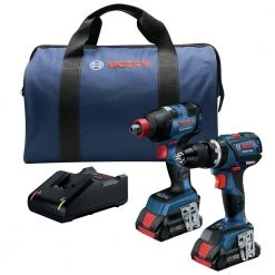 Flash Sale 👏 Factory Reconditioned Bosch GXL18V-251B25-RT 18V Lithium-Ion Brushless Freak 1/4 In. And 1/2 In. 2-in-1 Bit/Socket Impact Driver / 1/2 In. 🔨 Hammer Drill Driver Combo Kit (4 Ah) 🥰